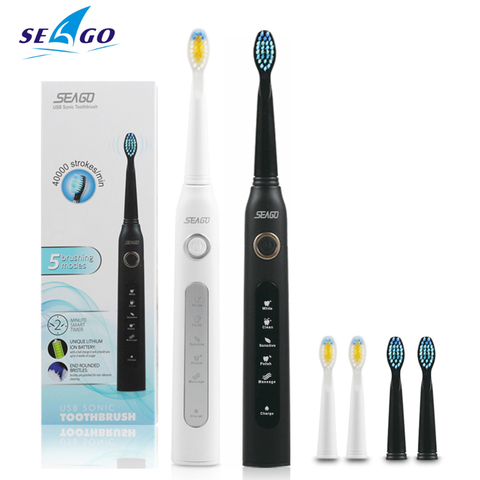 Seago SG-507 звуковая электрическая зубная щетка для взрослых, уход за полостью рта, отбеливание зубов, массажная резинка, 5 режимов, водонепрониц... ► Фото 1/6