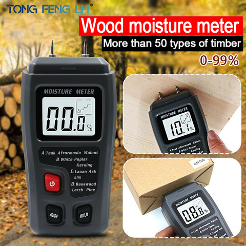 EMT01 цифровой измеритель влажности древесины с двумя контактами 0-99.9%, измеритель влажности древесины, детектор влажности древесины с больши... ► Фото 1/6