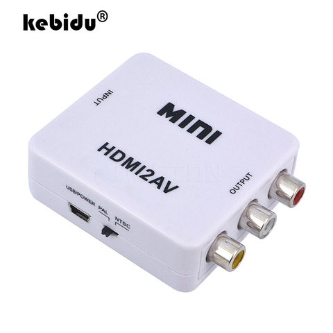 Преобразователь kebidu для HD-видео с HDMI на RCA AV/CVSB 1080P HDMI2AV поддержка NTSC PAL выход HDMI на AV преобразователь адаптер ► Фото 1/6