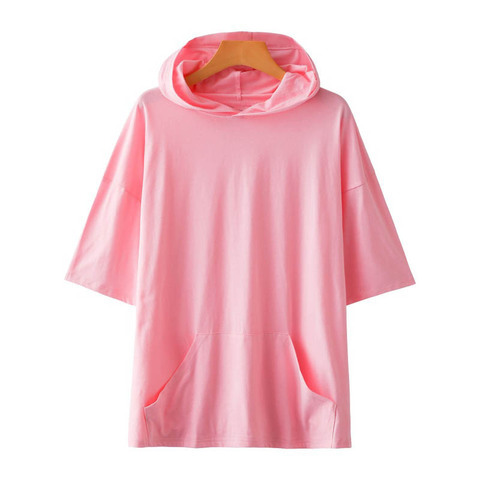 Женская футболка с капюшоном, белая, черная, розовая, серая, синяя футболка с фонариком, обхват груди 144 см, 5XL, 6XL, 7XL, 8XL, 9XL, на лето ► Фото 1/6