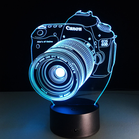 Новинка, 3D лампа для камеры, светодиодный USB светильник, сенсорный RGB 7 цветов, меняющий цвет, Ночной светильник, прикроватный декор, светодио... ► Фото 1/6