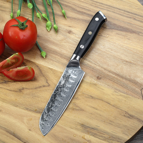 SUNNECKO 5-дюймовый кухонный нож Santoku, японский Damscus VG10 острое стальное лезвие бритвы G10 Ручка Мясо Фрукты резка кухонные ножи ► Фото 1/6