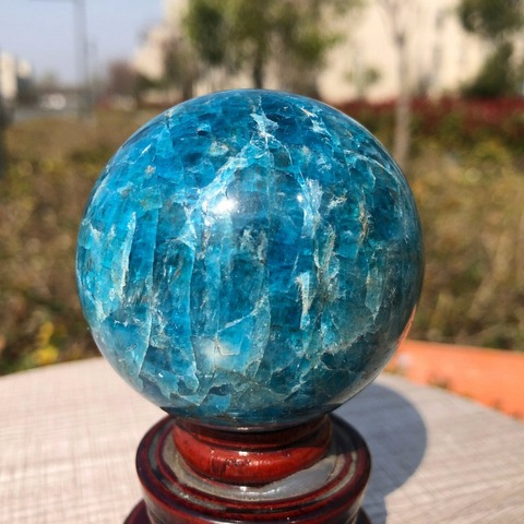 Шар из натурального голубого апатита, сферический кварцевый кристалл, минеральное лечение, 45-55 мм ► Фото 1/5