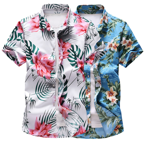Мужская гавайская рубашка 11 цветов, новая стильная повседневная Пляжная рубашка большого размера с коротким рукавом и цветочным принтом, Мужская брендовая одежда, лето 2022 ► Фото 1/1