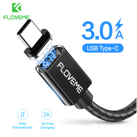 Магнитный кабель FLOVEME USB C для Samsung S9, S8, Note 9, 8, 3A, быстрая Магнитная Зарядка, 1 м, кабель USB Type-C для Xiaomi Redmi Note 7, 5 ► Фото 1/6