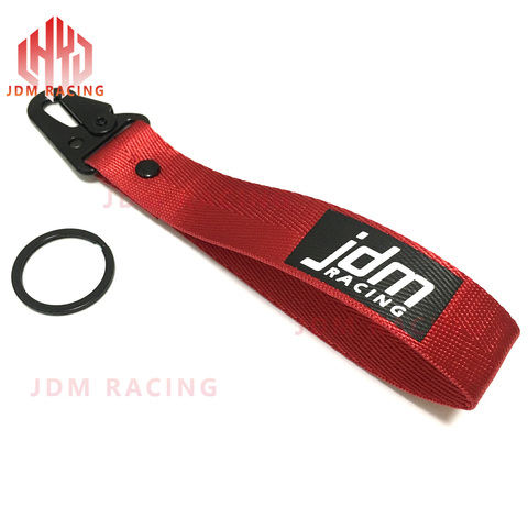Хит продаж, брелок для ключей JDM RACING с ремешком для ключей с зажимом, быстросъемный брелок для ключей, красный/черный буксировочный ремешок, подвесной брелок ► Фото 1/6