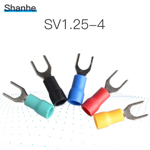 SV1.25-4 Furcate вилка лопатка 22 ~ 16AWG обжим провода прессованные клеммы Кабельный соединитель 100 шт. ► Фото 1/6