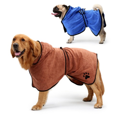 Халатный халат для собак, блестящее полотенце для маленьких, средних и больших собак, 400 г, супервпитывающее полотенце из микрофибры для дом... ► Фото 1/6