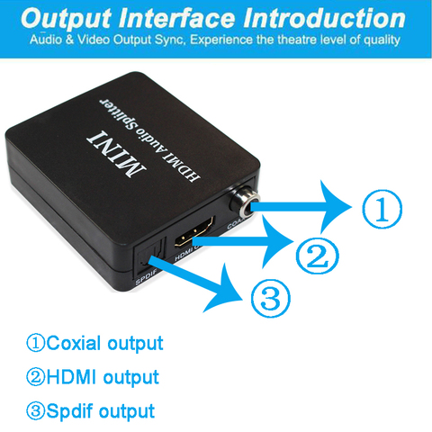 Hdmi аудио экстрактор HDMI в HDMI и оптический TOSLINK SPDIF + 3,5 мм стерео аудио экстрактор конвертер HDMI аудио сплиттер адаптер ► Фото 1/6