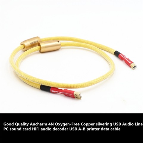 Высококачественный 4N бескислородный медный посеребренный кабель для передачи данных, USB, звуковая карта для ПК, Hi-Fi аудио декодер, USB принтер... ► Фото 1/6