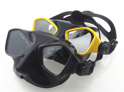 Маска для подводной охоты, черная силиконовая маска для подводной охоты и дайвинга, закаленная маска для подводной охоты ► Фото 1/6
