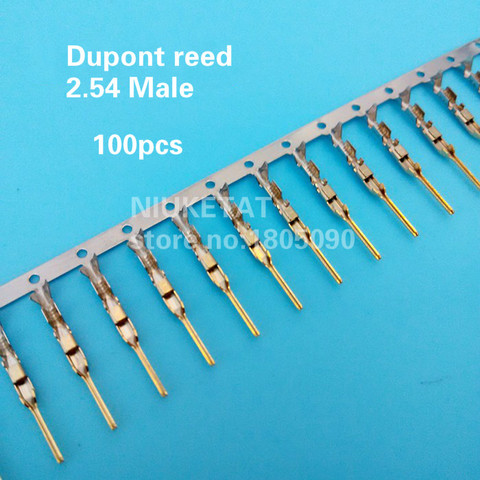 100 шт. 2,54 мм штырьковые штырьки Dupont reeds Dupont Jumper Wire 2,54 Dupont languette, обжимные клеммы ► Фото 1/1
