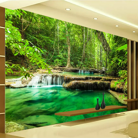 3D фотообои на заказ, пейзаж с зеленым лесом, большая Настенная картина, фон для гостиной, спальни, настенная 3D картина, Papel De Parede 3D ► Фото 1/6