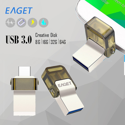 Usb флеш-накопитель 3,0 Eaget v60 OTG pass h2test, смартфон, планшетный ПК, 16 ГБ, usb 3,0, флешка, внешний накопитель ► Фото 1/1