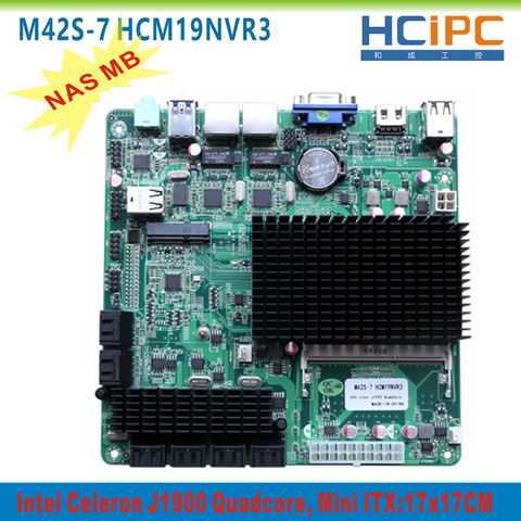 HCIPC M42S-7 HCM19NVR3,12 портов SATAIII, 2 giga LAN,1 * COM,8 * USB2.0, VGA + HDMI,ATX, материнская плата Mini ITX, 1 Материнская плата ► Фото 1/6