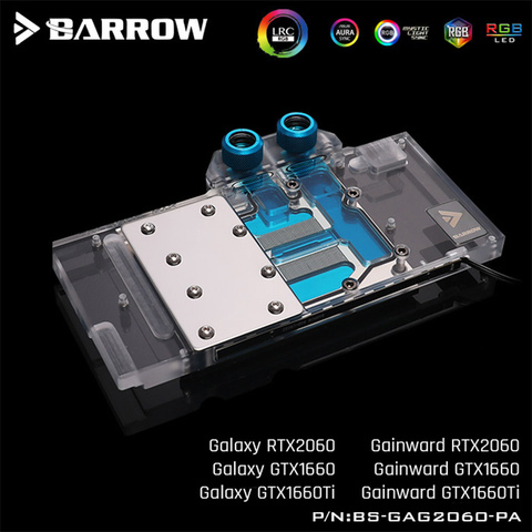 Barrow BS-GAG2060-PA, LRC 2,0 полное покрытие графическая карта водяного охлаждения блоки, для Galaxy/Gainward RTX2060/GTX1660Ti/GTX1660 ► Фото 1/1