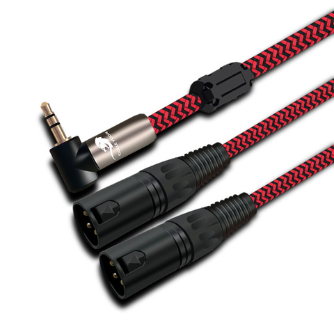 Hifi аудио кабель правый угол Mini Jack 3,5 мм для Dual XLR 3 Pin PC наушники 1/8 дюймов 3,5 до 2 XLR кабель из бескислородной меди 1 м 2 м 3 м 5 м 8 м 10 м ► Фото 1/3