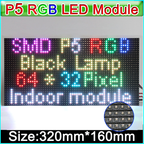 P5 комнатный полноцветный светодиодный дисплей модуль 320 мм x 160 мм, RGB SMD 3 в 1 P5 Светодиодная панель светодиодный дисплей видео настенный модул... ► Фото 1/2