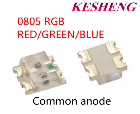 50 шт. SMD 0805 (2012) трехцветный RGB 20 мА красный зеленый синий ультра яркий светодиодный поверхностный монтаж чипы общий анодный свет излучающий диод ► Фото 1/2