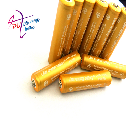 Литровая энергетическая батарея 2 шт. TrustFire 3,7 в 380 мАч, высокая емкость 10440, литий-ионная аккумуляторная батарея для Светодиодный ных фонарик... ► Фото 1/4