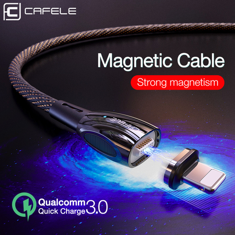 Магнитный USB-кабель CAFELE Advanced QC3.0 для iPhone, кабель Micro USB type-C, зарядный кабель из цинкового сплава для Samsung, Xiaomi, Huawei ► Фото 1/6