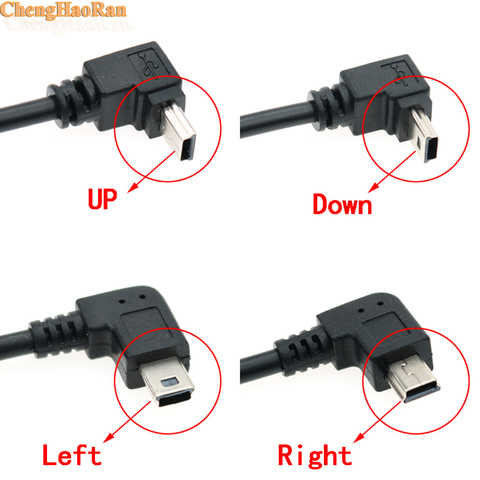 ChengHaoRan 1 шт., USB A, штекер, левый, угловой, 90 градусов, мини USB, папа, OTG, хост-кабель 14 см для автомобиля ► Фото 1/6