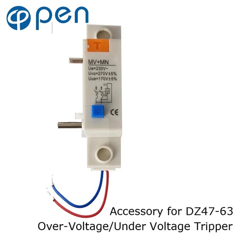 Триппер MV + MN с защитой от перенапряжения, пониженного напряжения и потери напряжения, аксессуар для автоматического выключателя MCB DZ47 C45, 230 В переменного тока ► Фото 1/3