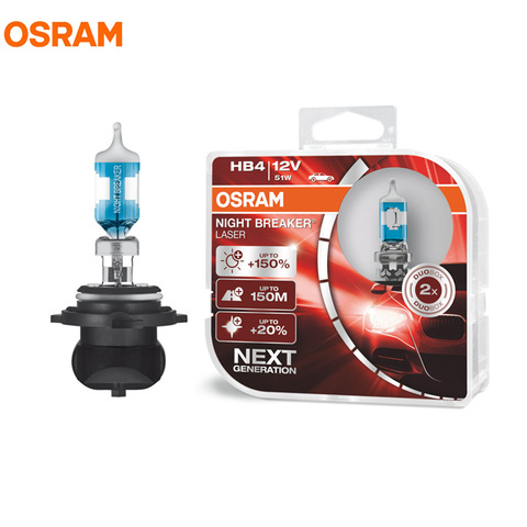 OSRAM 9006 HB4 12 в 51 Вт Новый лазер ночного выключателя автомобильные галогенные лампы следующего поколения + 150 ярче 9006NL, 2X ► Фото 1/1