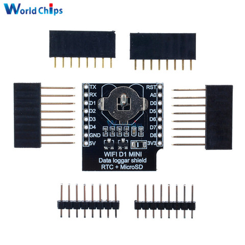 Микро-SD для Wemos D1, мини-часы в режиме реального времени, щит регистратора данных + RTC DS1307 часы для Arduino/Raspberry ► Фото 1/6