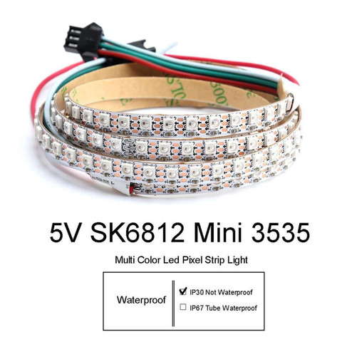 1 м/2 м SK6812 WS2812B 60/144 пикселей 4 мм/7 мм PCB Адресуемая SMD3535 мини RGB гибкая светодиодная лента DC5V ► Фото 1/6