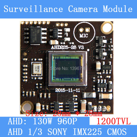 Плата модуля камеры AHD 960P 1200tvl1.3 МП, цветовая пластина для камеры SONY IMX225 1/3 дюйма, низкий люкс, 28*28 мм ► Фото 1/6