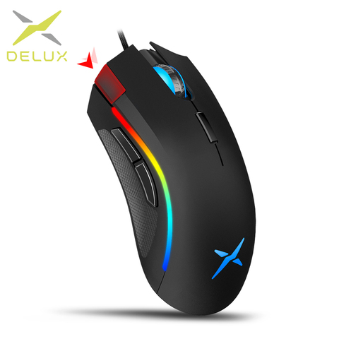 Игровая мышь Delux M625 A3050 RGB с подсветкой 4000 dpi 1000Hz Скорость отчета 7 программируемых кнопок USB проводные мыши для геймера компьютера ► Фото 1/6