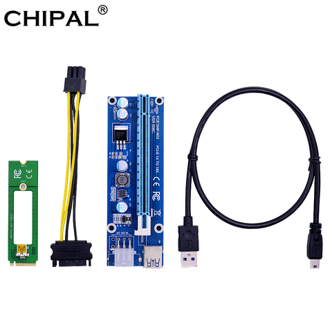 CHIPAL NGFF M.2 M ключ к USB 3,0 PCI-E, переходная карта M2 к USB3.0 PCIE 16X 1X удлинитель с 6Pin питанием для BTC LTC ETH Майнер ► Фото 1/5