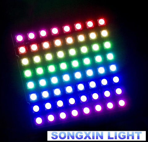 WS2812 светодиодный ная 5050 RGB 8x8 светодиодная матрица для Arduino совершенно новая WS2812B 8*8 64-разрядная полноцветсветодиодный 5050 RGB Светодиодная панель освесветильник ► Фото 1/5
