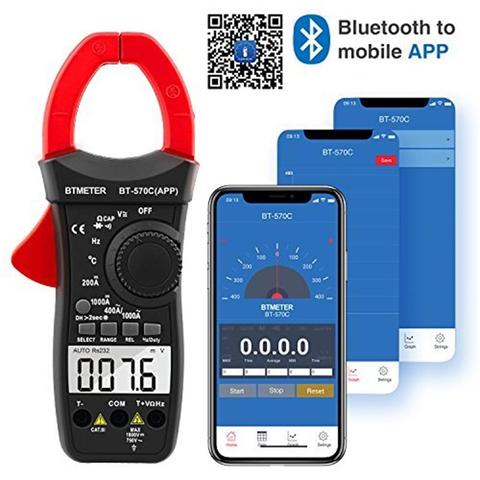 Цифровой мультиметр-зажим для подключения с приложением Bluetooth, тестер Amp Ohm, 4000 отсчетов для переменного и постоянного тока сопротивления те... ► Фото 1/6