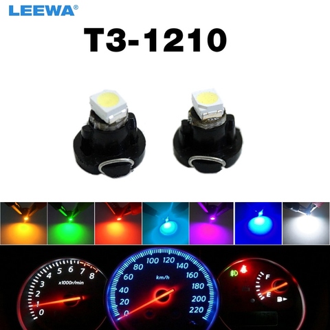 LEEWA 5 шт. DC12V T3 1210/3528 чип 1 светодиодный измеритель приборной панели автомобиля, светодиодный светильник, лампы, 7 цветов # CA4448 ► Фото 1/6