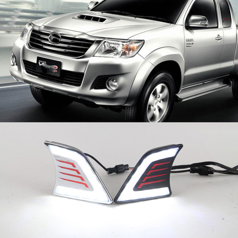 Автомобильный мигающий 1 комплект DRL для Toyota Hilux Vigo 2012 2013 2014 2015 светодиодный дневный ходовой светильник DRL противотуманная фара 12 В Авто ходовой светильник s ► Фото 1/6