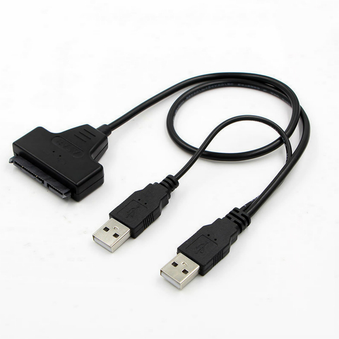 Переходник с USB 2,0 на SATA 7 + 15 Pin 22 Pin для жесткого диска 2,5 дюйма HDD Dual USB 2,0 на SATA 22Pin ► Фото 1/3