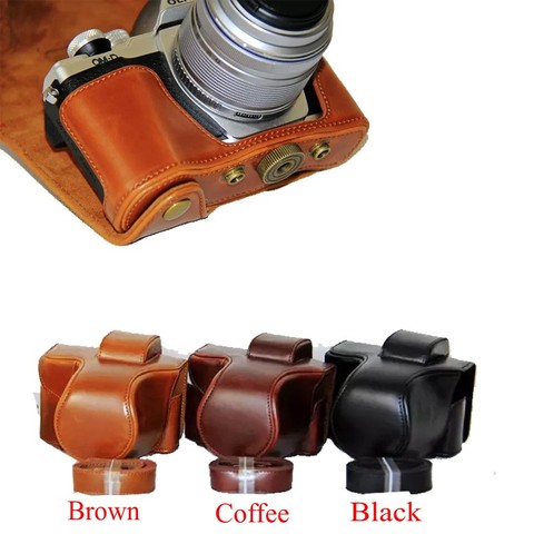 Новый чехол для камеры из искусственной кожи, сумка для Olympus EM10 Mark II EM10 III EM10 II EM10 Mark III, сумка для камеры с ремешком ► Фото 1/6