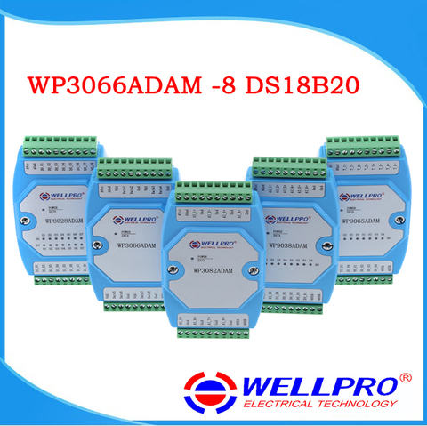 WP3066ADAM ( 8 DS18B20 ) _ модуль сбора температуры DS18B20/RS485 MODBUS RTU коммуникация ► Фото 1/5