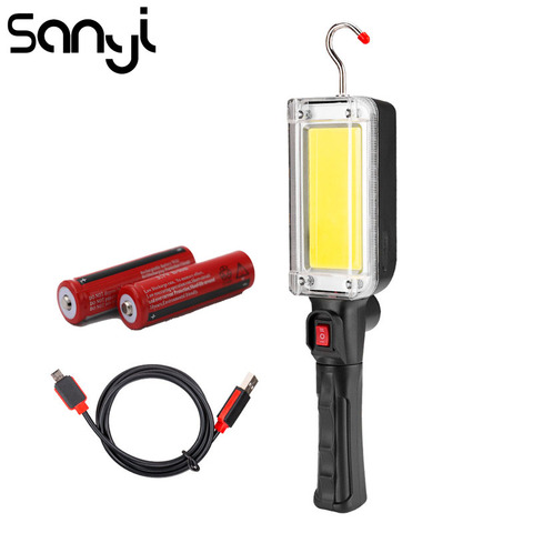 SANYI супер яркий портативный фонарь, USB зарядка, 2*18650 батареи, светодиодный COB, 2 режима светильник ► Фото 1/6
