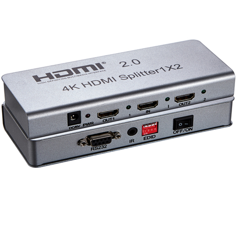 Разветвитель-усилитель 4K 60 Гц HDMI 2,0 HDMI 1 в 2 выход с управлением RS232 и EDID ► Фото 1/6