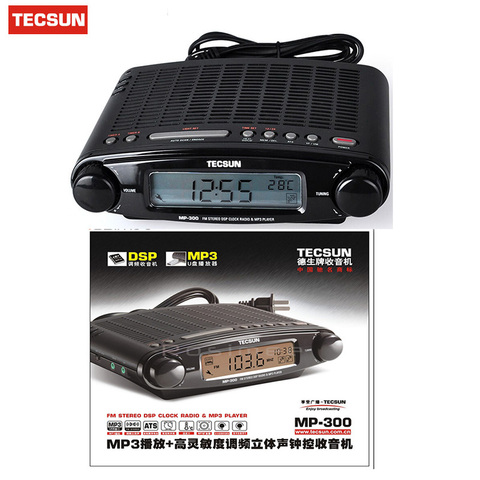 Портативный радиоприемник Tecsun MP300, черный стереозвук с FM-радио, USB, mp3-плеером, приемником и часами ATS, Y4137A ► Фото 1/6