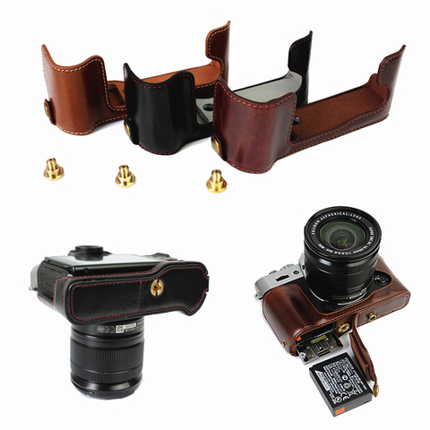 Классический чехол для фотоаппарата Fujifilm Fuji из искусственной кожи XT10 X-T10 XT20 X-T20 XT30, набор для половины корпуса, крышка с отверстием для батар... ► Фото 1/6