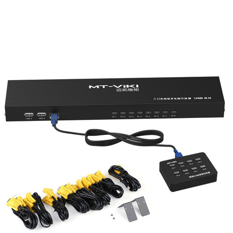 8-портовый умный квм-переключатель с ручным нажатием кнопки VGA USB проводной дистанционный удлинитель 1U консоль с оригинальным кабелем 801UK-L ► Фото 1/6