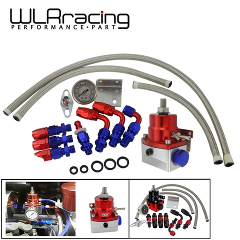 WLR-Универсальный Регулируемый регулятор давления топлива с манометром + AN6 шланг топливной линии + комплект фитингов ► Фото 1/6
