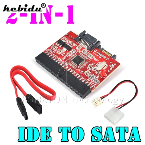 Kebidu 2 в 1 переходник с SATA на IDE, переходник с IDE на SATA, конвертер 2,5 дюйма с IDE 133 100 на последовательный адаптер SATA, 40-контактный переходник ► Фото 1/6