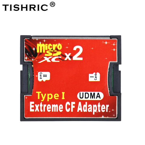 Адаптер TISHRIC 2022 с 2 портами Micro SD TF в CF, адаптер для MicroSD HC в компактную флеш-память Type I, устройство для чтения карт памяти, конвертер ► Фото 1/6