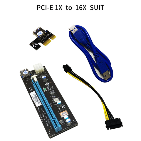 PCI-E 1X к 16X адаптер карты пластина адаптера 4 в 1 Набор для B250 H81 адаптер материнской платы к BTC машина ► Фото 1/1