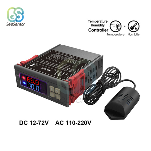 SHT2000 AC 110 220 V DC 12 V-72 V Цифровой регулятор температуры и влажности Домашний холодильник-термостат Гигростат Термометр Гигрометр регулятор вла... ► Фото 1/6